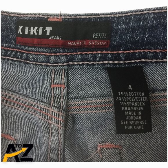 Kikit Womens Pants Size 4 Petite Blue Straight Leg Jeans Pockets - Picture 8 of 11